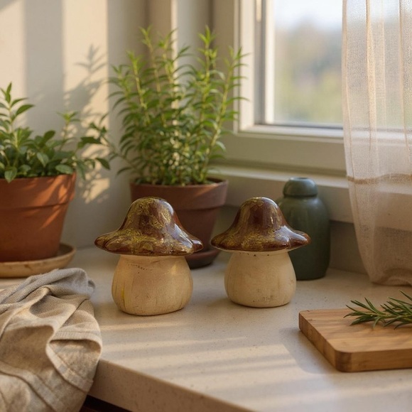 Vintage Mid Century Modern Ceramic Mushroom Sculptures - Set of 2 - Picture 1 of 11